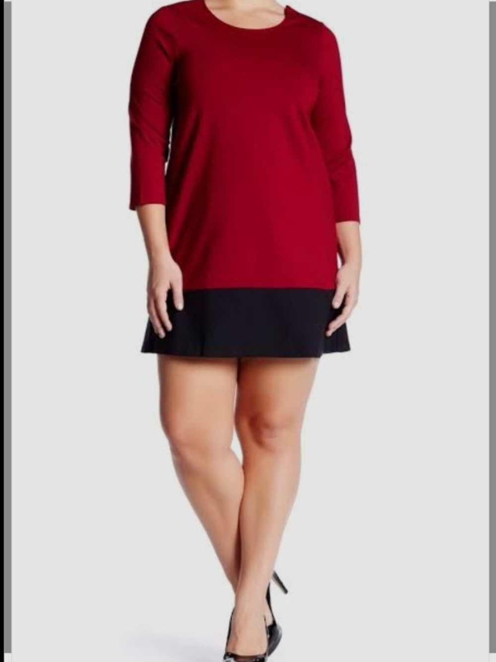 Leota Slim-Fit Ponte Mini Dress in Burgundy Red
